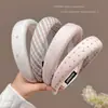 Diadema de corona alta estilo coreano, diadema de borde ancho, diadema para lavarse la cara con dientes, accesorio para el cabello de tela a cuadros de alta gama