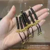 Pieza de Ágata Negra de Corte Recto Combinada con Cuentas Contadoras Vajra de Cobre Puro Accesorio Colgante Lateral para Manualidades, Accesorio de Colgante de Cuerda Trenzada