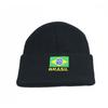 Gorro de punto bordado con la bandera brasileña para exportación transfronteriza, cálido para otoño e invierno, versátil para hombre y mujer, gorro de punto, gorro de lana