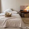 Colcha de Verano Jacquard de Algodón y Lino Estampada Vintage, Amigable con la Piel y Lavable, Colcha Delgada Doble de 200*230cm, Colcha para Aire Acondicionado con Patrón de Waffle