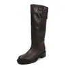 Botas de moda estilo británico de caña alta de 4,5 cm, nuevo modelo otoño e invierno 2026, puntera redonda, tacón grueso, botas de montar para mujer hasta la rodilla
