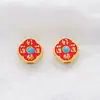 Brocado de Canção Método Antigo Flor Dourada Fosca Florescendo Prosperidade Caqui Bom Espaçadores Contínuos Contas DIY Pulseira Retrô Chinesa Acessórios de Joias