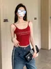 Puro Desejo Estilo Vermelho Carta Camisole Mulheres Verão Exterior Wear Slim-fit Americano Doce Hot Girl Short Sleeveless Small Top