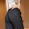 Pantalones Casuales Rayados de Seda Helada de Verano para Hombre 2026 Nuevos de Alta Elasticidad Delgados Modernos Versátiles Acortados Moda Masculina