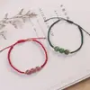 Pulseira Trançada de Corda Vermelha com Cristal de Morango Design de Nicho Ins para Homens e Mulheres para Atrair Flor de Pessegueiro Pulseira de Casal Transferência Melhor Amigo Novo Estilo