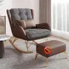Sillón mecedor de lujo ligero y perezoso, reclinable de ocio para balcón estilo italiano, sofá con estampado de pata de gallo para sala de estar y dormitorio, mecedora para adultos