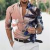 Comercio exterior europeo y americano Camisa de manga larga para hombre nueva de ocio personalidad retro impresión digital 3D camisa de talla grande ropa de hombre