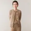 25 Nuevos Cardigan de Cachemira con Cuello Redondo Trenzado Chaqueta de Punto para Mujer Tejido Exterior Grueso de Tres Hilos Cálido
