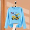 Camiseta de Algodón Puro para Niños, Modelo Primavera y Otoño 2026, Top Infantil con Estampado de Excavadora, Camiseta Básica de Manga Larga para Niños Mayores