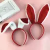 Diadema Creativa con Orejas de Conejo para Mujer Otoño e Invierno Adorno para el Cabello Rojo Año Nuevo Pinza para el Cabello Diadema Cos Decoración de Bunny Girl