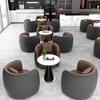 Sofá individual de cuero de lujo ligero, combinación de mesa y silla para recepción de hotel, salón de belleza, negociación, oficina