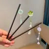 Novo Prendedor de Cabelo Preto Ébano Estilo Chinês com Pingente de Borla Estilo Antigo e Ornamento de Jade, Adequado para Penteados de Coque, Acessórios para Qipao e Hanfu