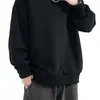Moletom Preto Masculino Gola Redonda 500g Primavera/Outono, Marca da Moda, Forrado com Fleece, Blusa Casual de Caimento Solto