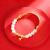 Nuevo Brazalete de Chinoiserie Dorado Arena para Novias, Plateado Roto Brillante, Algunos Liang de Brazaletes de Bambú Que No Se Desvanecerán por Mucho Tiempo, Pixiu Simulado
