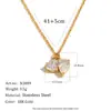 Moda Europeia e Americana Temperamento Personalidade Francesa Anel Criativo Aço Inoxidável Banhado a Ouro 18K Assimetrico Gota d'Água Coração Colar