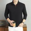 Camiseta de manga larga para hombre con cuello alto y media cremallera, nueva de otoño 2026, jacquard, estilo old money, casual, transpirable