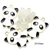 Accesorios para Joyería de Aleación con Goteo de Aceite de Animales de Dibujos Animados Panda Bambú Pendientes Colgante Pulsera Colgante de Cremallera W222