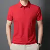 Camisa Polo de Seda de Hielo Sin Costuras de Alta Gama Talla Grande para Hombre Multicolor Tendencia Verano 2025 Marca Polo con Cuello Camisero Manga Corta de Negocios para Hombre