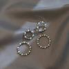 Pendientes de plata 925 de estilo europeo y americano, con colgante circular de perla de metal a juego, para mujer, talla 596