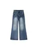 Estilo Americano Retro Micro-La Jeans para Mujer Primavera y Verano Nuevo Estilo Chica Gordita mm Forma de Pera Cintura Alta Adelgazante Pantalones Rectos