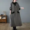 Vestido de outono 2026, foto real, novo, over-the-knee, bolso grande, gola alta meia, malha, emagrecedor, plus size