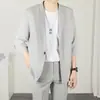 Traje Casual de Siete Mangas Estilo Ligeramente Maduro Tendencia para Hombres Primavera y Verano Delgado Estilo Coreano Juvenil Holgado de Manga Media Traje para Hombre