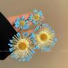 Aretes de Flores Margarita Dulce Tejidos a Mano Limitados de Primavera Moda Vacaciones Rafia Aretes de Girasol