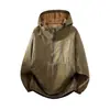 Jaqueta com Capuz e Meio Zíper Estilo Novo para Homens, Tendência de Moda Primavera e Outono, Algodão Puro Lavado Vintage Casual Americano Roupa de Trabalho