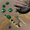 Explosiones del mismo estilo joyería para uñas estilo antiguo material de armadura Huan Huan mezclado esmeralda de palacio diamante plano puntiagudo