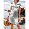 Moda Femenina Verano 2025 Transfronterizo Amazon Top Camisa Rayada Casual Suelta Elegante