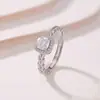 Anillo Cuadrado de Moissanita con Espiga de Trigo de Plata de Ley S925 de Yuebao Jewelry, Anillo Elegante Ajustable de Nicho de Lujo Ligero al por Mayor