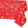 Mantel de copo de nieve rojo de Amazon transfronterizo de plástico PE desechable para decoración de fiestas navideñas en interiores y exteriores