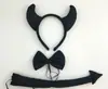 Diadema de Cuernos de Diablo para Halloween Nueva Moda Transfronteriza Set de Tres Piezas de Disfraz para Fiesta de Festival de Niñas Diadema de Orejas de Vaca