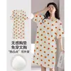 Trae tu propia almohadilla para el pecho Pijamas Nuevos 2025 para Mujer Camisón de Manga Corta Verano Algodón Nube Dibujos Animados Casual Falda de Longitud Media