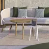 Juego de sofá exterior de ratán y madera maciza para balcón, patio, villa, jardín, ocio, protección solar, mesa de centro de aleación de aluminio, conjunto de muebles