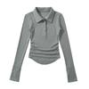 Camiseta de cuello POLO para chica sexy, estilo Pure Desire, primavera 2024, estilo europeo y americano, color sólido, ajustada y adelgazante.