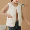 Colete Engrossado de Lã de Cordeiro para Mulheres 2026 Novo Estilo Versátil Versão Coreana Casaco Integrado com Pelo Outono e Inverno