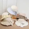 Sombrero de Sol de Paja para Mujer, Protección Solar Primavera y Verano Sombrero de Ala Ancha con Lazo, Estilo Casual de Viaje al Aire Libre Vacaciones Sombrero de Pescador