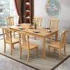 Mesa de Escritório em Madeira Maciça, Conjunto de Mesa de Jantar e Cadeiras, Uma Mesa e Quatro Cadeiras, Moderno e Simples, Adequado para Apartamentos Pequenos, Mesa de Jantar Retangular Estilo Nórdico