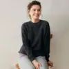 Suéter de cachemira colorido con puntos para mujer, cuello redondo, suave y holgado, con lentejuelas, cálido, de manga larga, jersey, top de punto moderno y rejuvenecedor