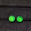 Pendientes Redondos Sencillos de Calcedonia Verde Tipo Hielo de Alta Calidad Pendientes de Jade para Mujer Ágata Joyería al por Mayor