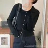 Cardigã de malha com gola polo branca para mulheres, primavera e outono, suéter macio de alta qualidade, corte justo, top para usar por baixo