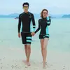 Fato de Mergulho Feminino Coreano de Duas Peças com Proteção Solar Manga Longa Calça Comprida Rash Guard Secagem Rápida Modelador Fato de Surfe Roupa de Banho para Snorkel