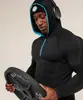 Camiseta Térmica de Manga Larga con Capucha para Hombre Gymshark Fitness Onyx5.0 Tiburón Musculoso Onyx Camiseta de Alta Elasticidad