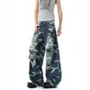 Jeans Rotos de la Calle Principal Americana para Hombres y Mujeres, Pantalones Camuflados de Diseño Retro de Verano, Pantalones Largos Holgados Tipo Cimitarra de Marca de Moda
