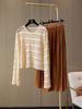 Ropa Zhengqite / Suéter de Punto Hueco Corto de Tencel + Seda de Morera, Blusa Top de Ganchillo Fina para Otoño Temprano