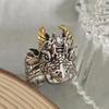 Anillo cabeza de dragón Zodíaco plata tailandesa estilo retro moda nacional personalidad para hombre abierto dominante creativo aleación anillo moda