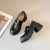 Zapatos de Cuero de Suela Gruesa Estilo Británico para Aumentar la Altura 2026 Camelia Primavera Nuevos Mocasines Zapatos Retro sin Cordones
