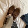 Couro Genuíno Novo Estilo Moeda de Ouro Outono Vintage Mocassins Britânicos Sapatos de Couro Pequenos Polidos Femininos com Solas Macias