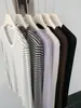 Camiseta Básica de Tricô Listrada com Gola U em Lyocell Tencel Acetato Lã de Ovelha, Manga Longa Outono/Inverno, Em Estoque